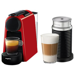 Nespresso Essenza Mini Coffee Machine with Aeroccino by Magimix Red